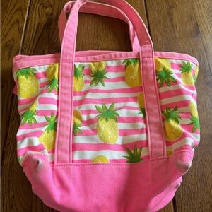 Lands' End Pink and Yellow Tropical Tote Bag